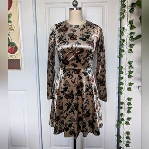 Zara Velvet Mini Dress - Cream and Black Floral
